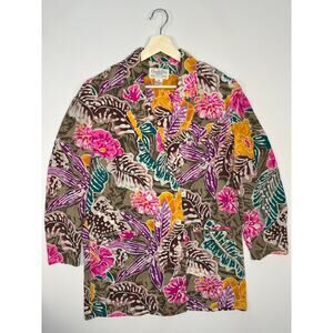 Vintage 1980’s Christian Dior Tropical Floral Silk Unstructured Blazer Jacket